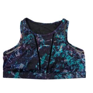 Fabletics S Sports Bra Black Blue High Neck Racerback